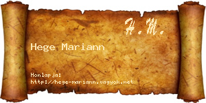 Hege Mariann névjegykártya