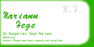 mariann hege business card